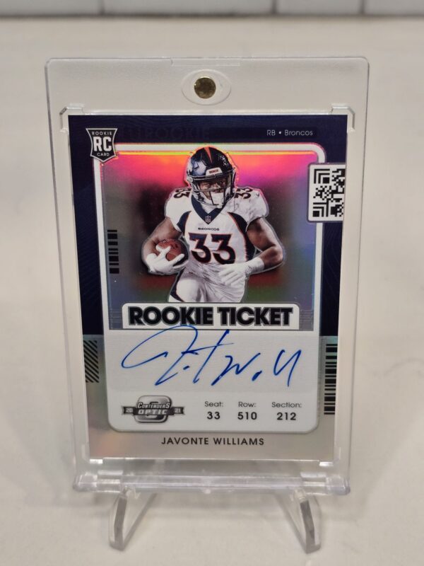 2021 Panini Javonte Williams #115 Rookie Ticket Variation Optic RC  Auto